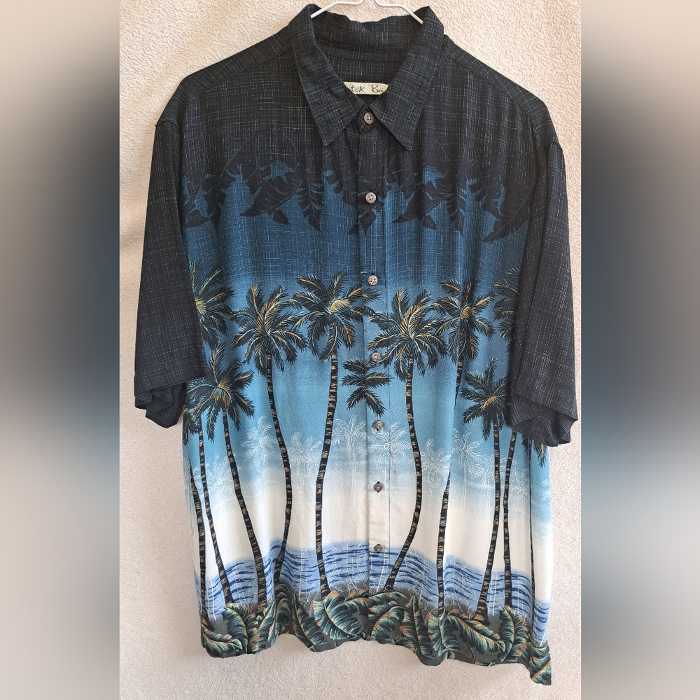 Men's Batik Bay Palm Tree Print Button Down Summer Shirt